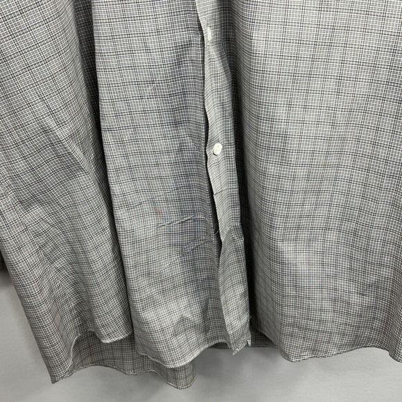 Ermenegildo Zegna Tan Blue Plaid Check Button Down Size S 39 15 1/2 - Picture 5 of 14